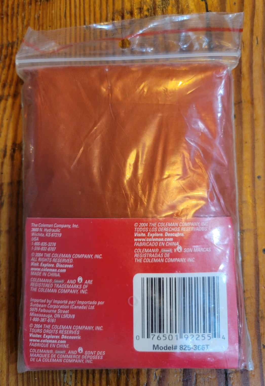 Coleman Disposable Emergency Poncho One Size Fit All Red New Sealed Vintage
