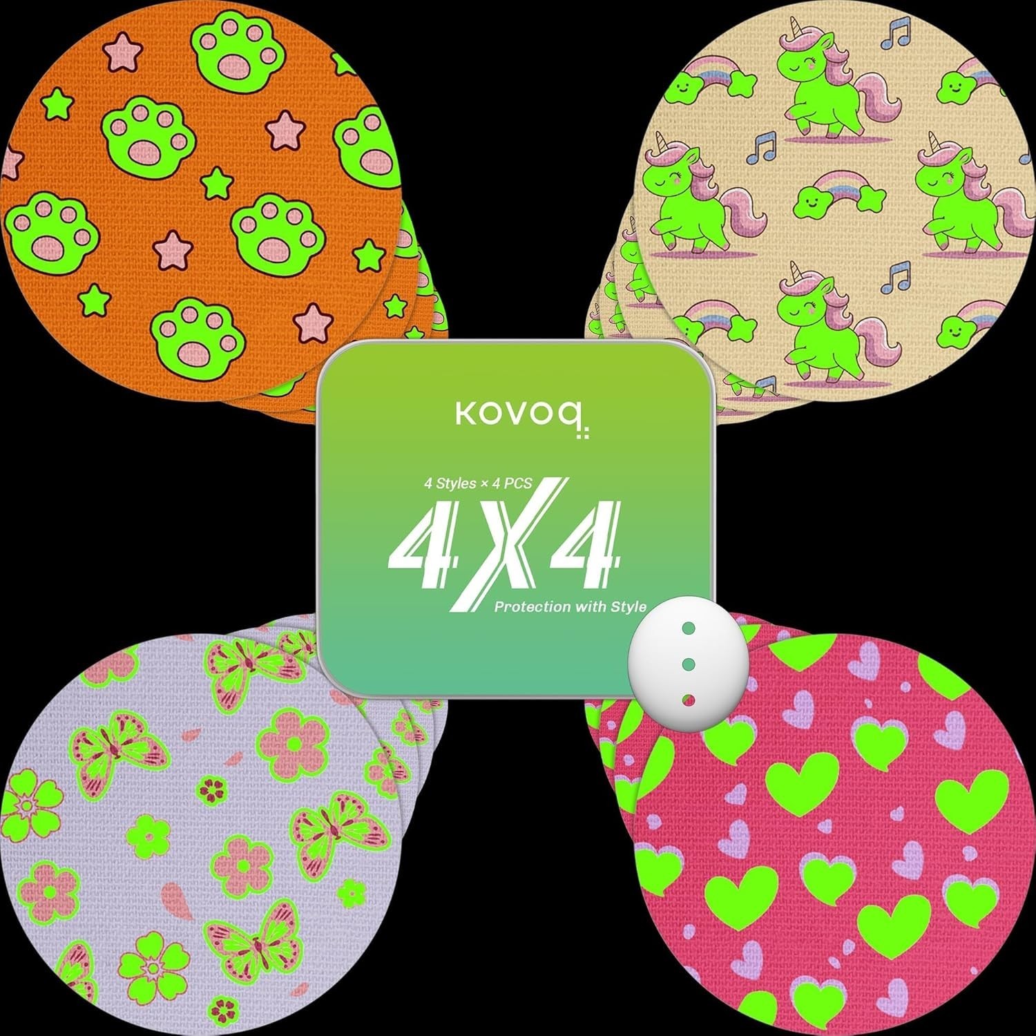 Glow in the Dark 16 Patches Adhesive Kids Dexcom G7 Skin Charge and Glow Design