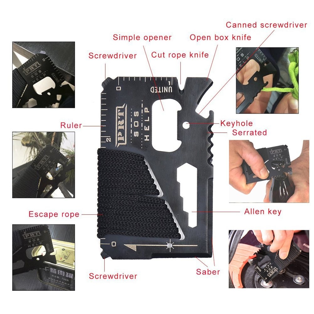 Emergency Survival Kit 13-in-1: Bracelet, Fire Starter, Whistle, Wood Cutter,…