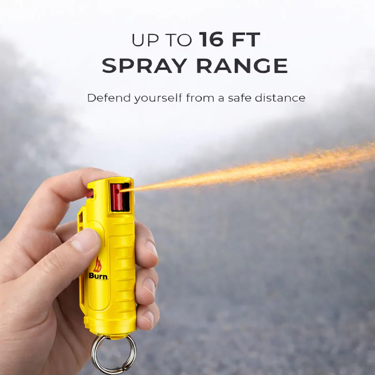 BURN Pepper Spray Keychcain Self Defense 1/2oz Security Case Yellow – 2 PACK