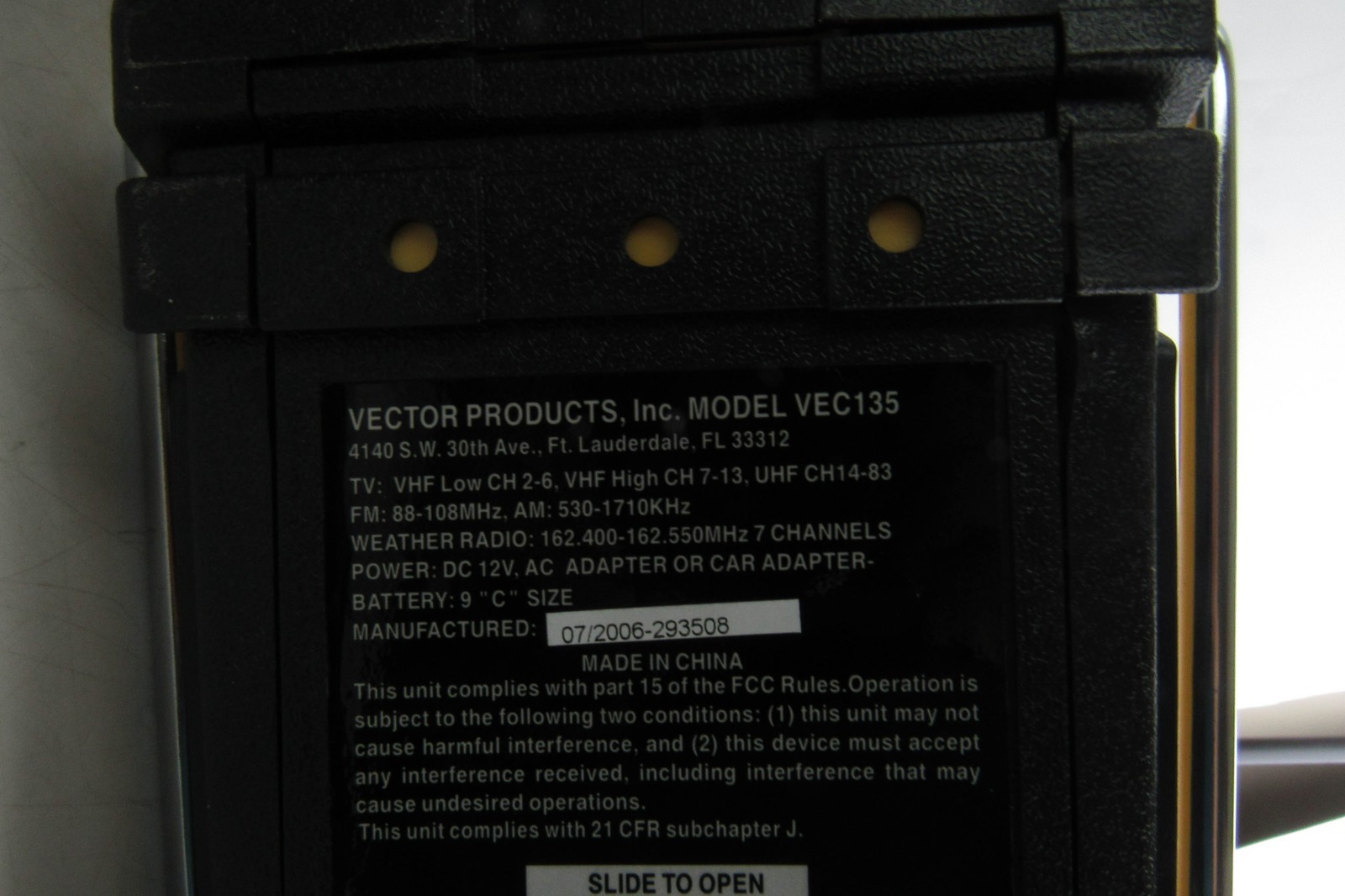 VECTOR VEC135 Storm Tracker TV Radio Weather Alert NEW OPEN BOX WORKS SEE VIDEO
