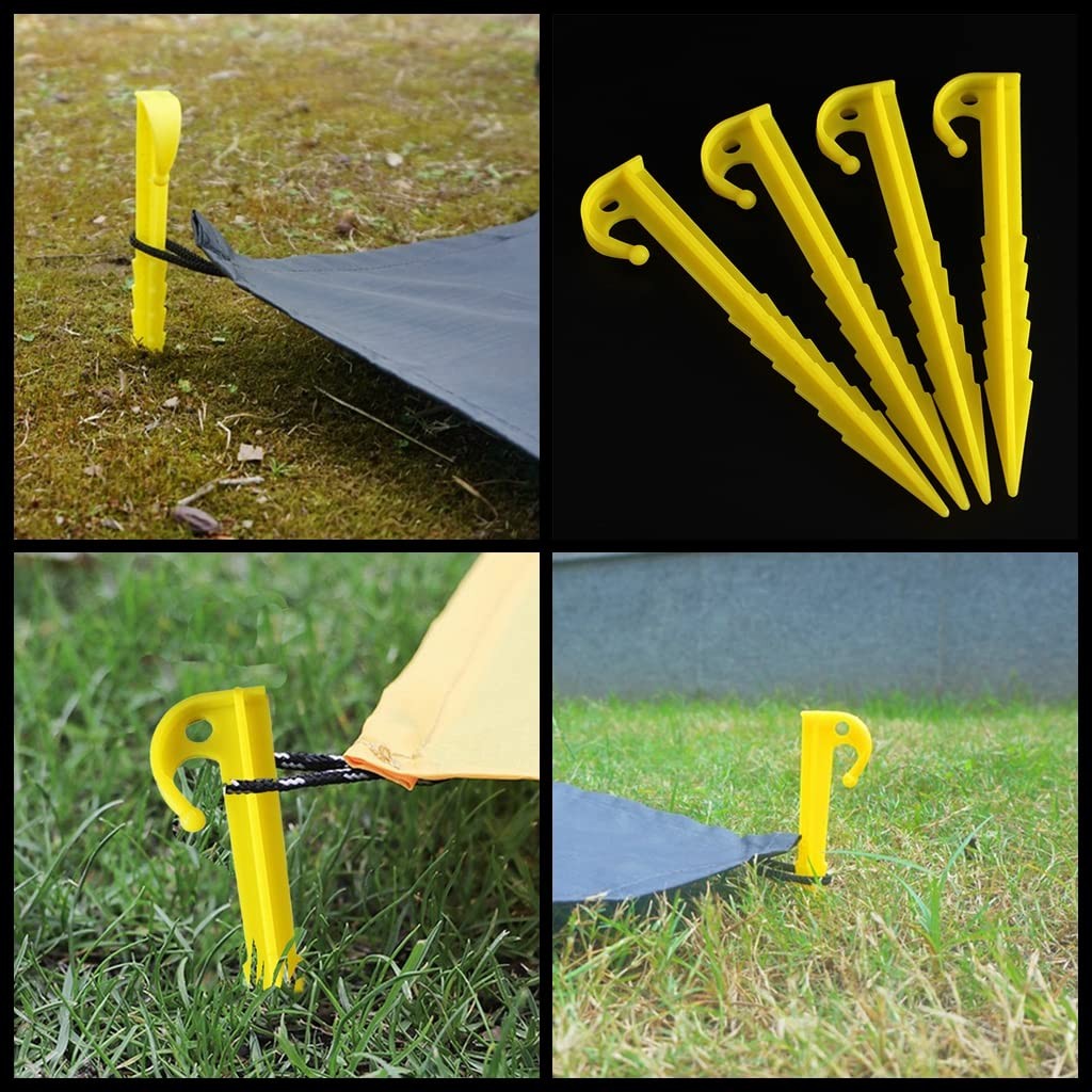 JZTang 12 Pcs 5.7 inch Plastic Stakes Tent Style 1 Serrated Edges 5.9