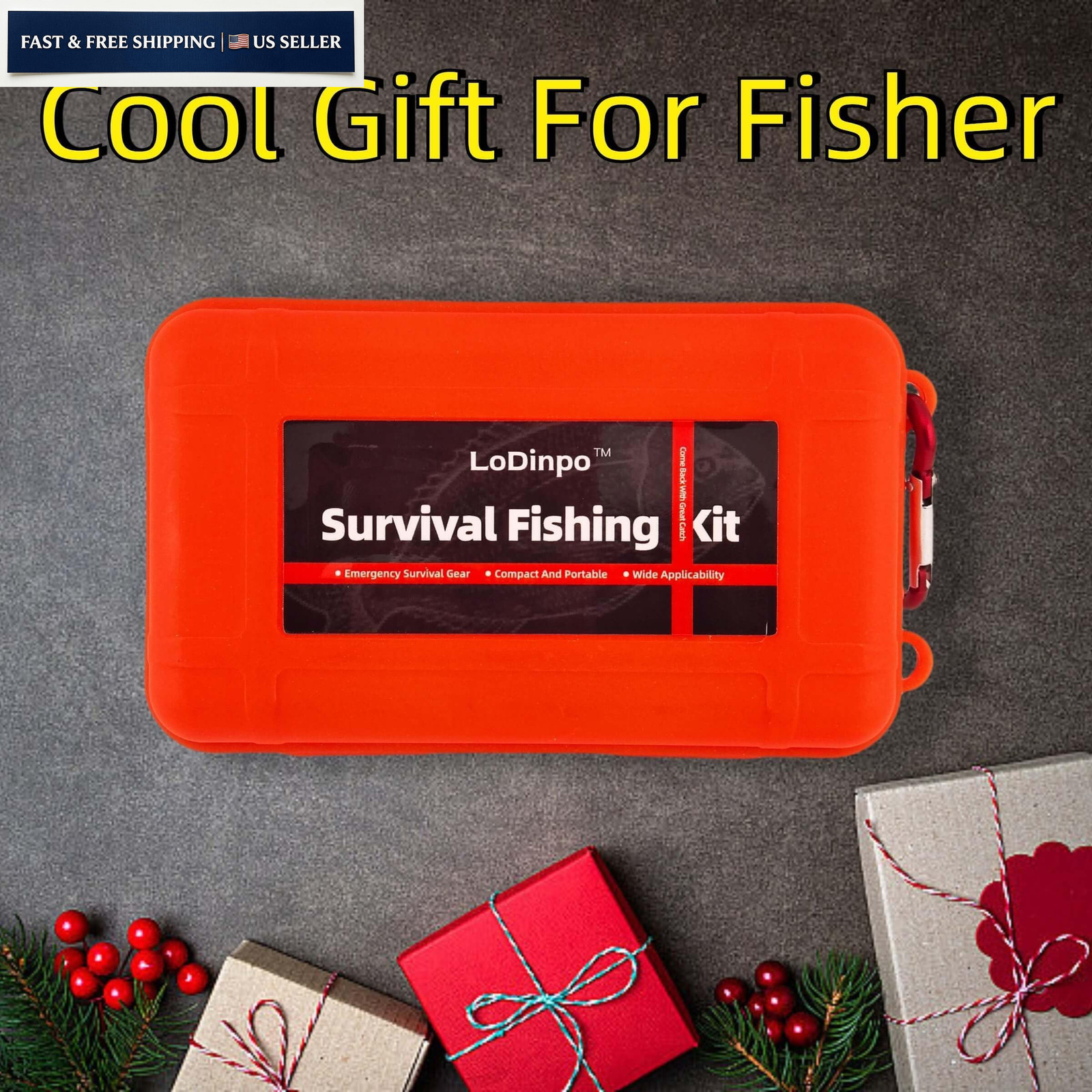 LoDinpo Mini Survival Fishing Kit Compact Emergency Small, Desert Sand