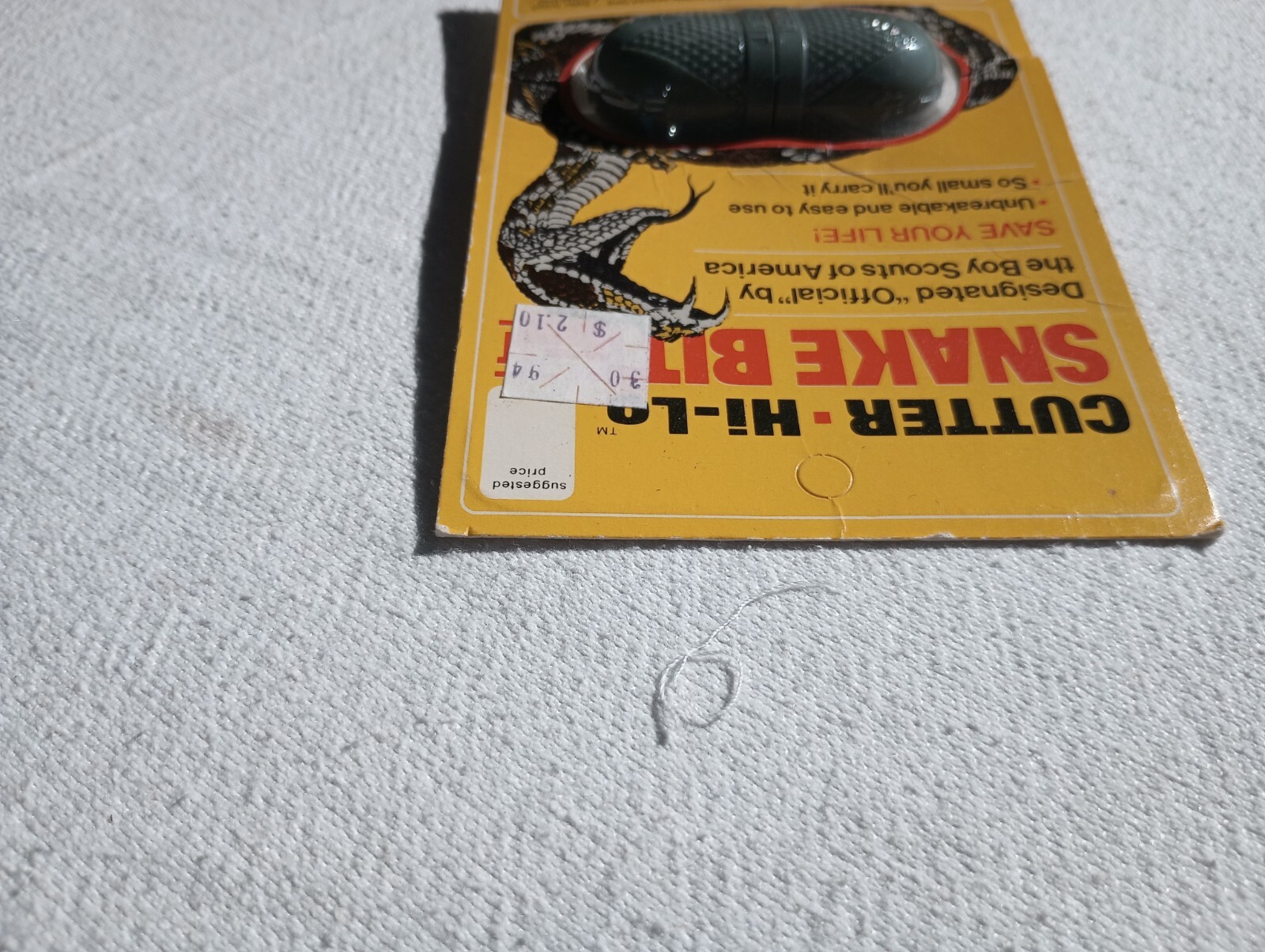 CUTTER HI LO SNAKE BITE KIT. (UNOPENED PACKAGE) With boy scout statement S4.2