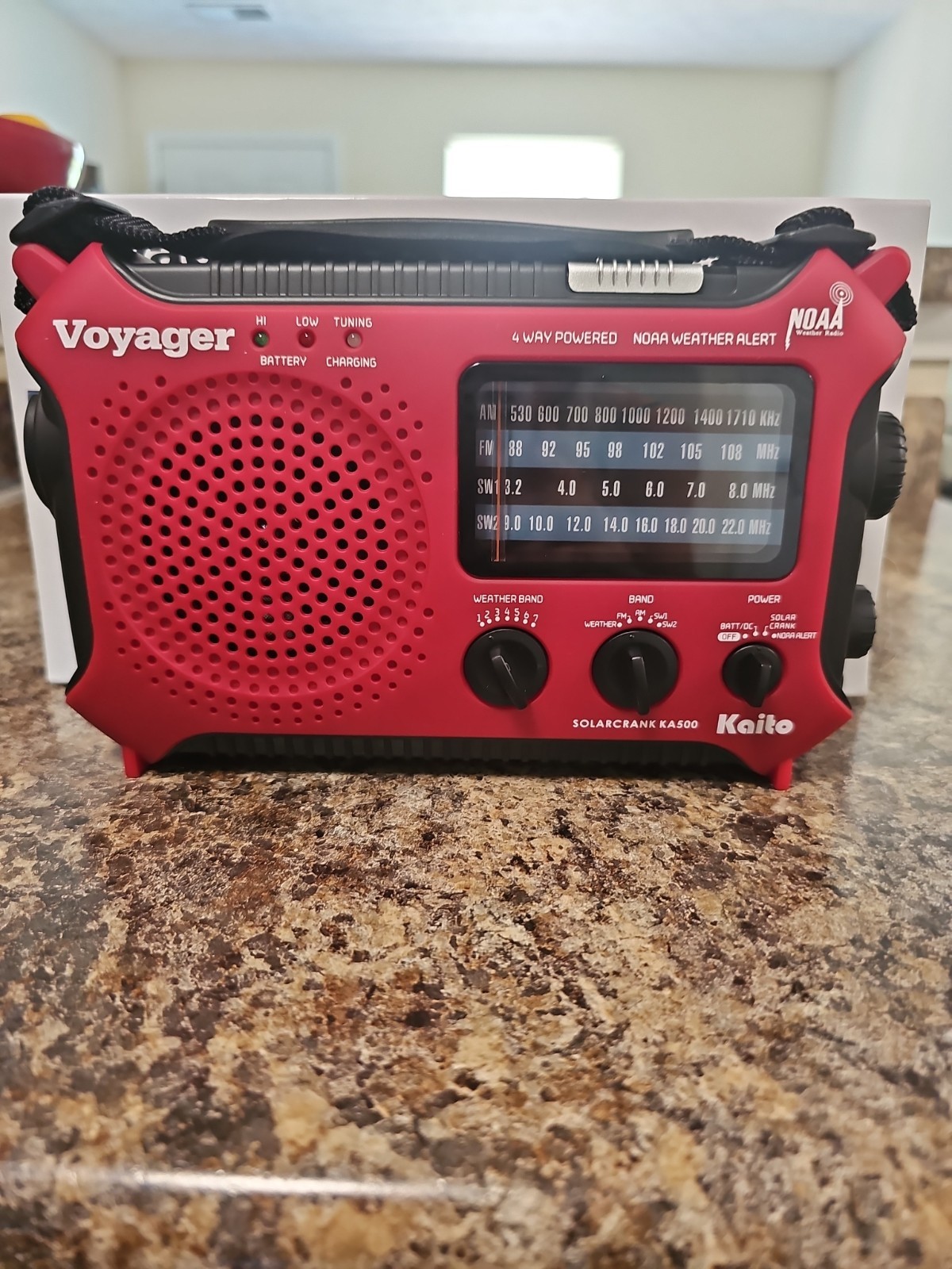 Red Kaito KA500 Voyager Solar Crank Battery Survival Radio AM FM Shortwave NEW
