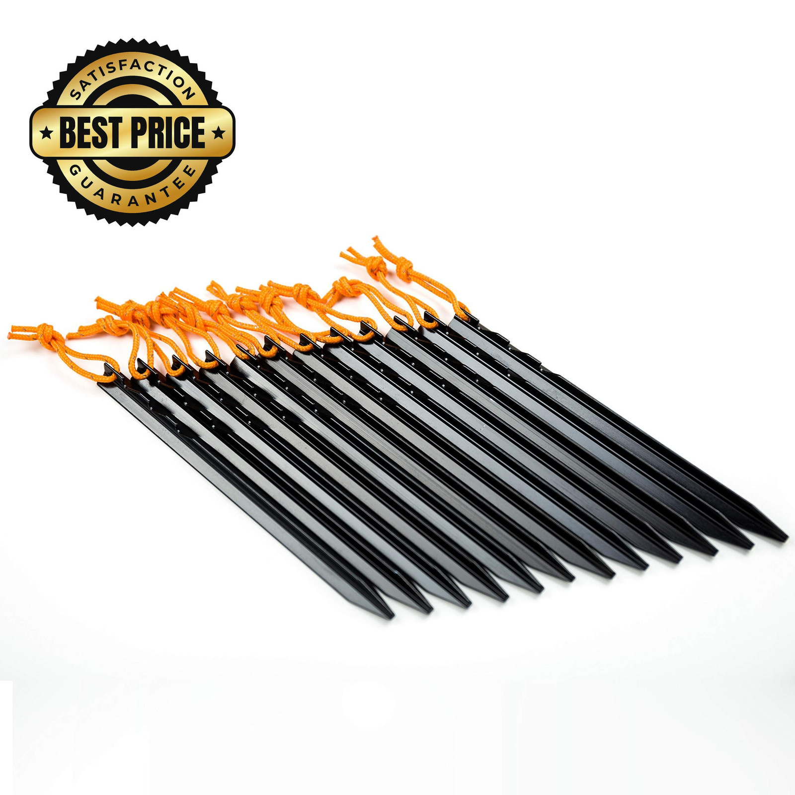 Aluminum Alloy Tent Stakes Pegs, 12-Pack Ground Pegs with Black