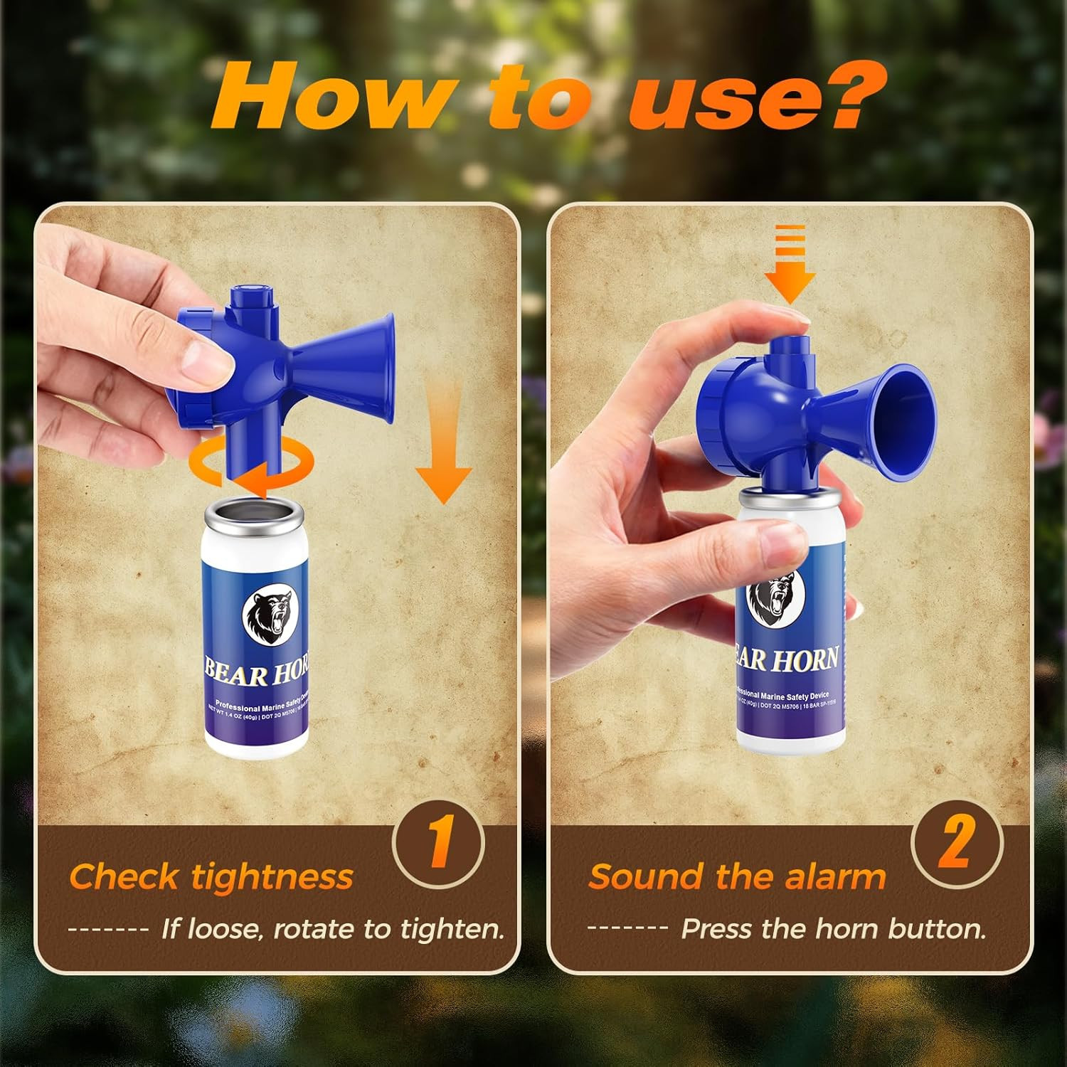 Nicehill 2 Pack Bear Horn, 122dB Loud Bear Horns to Scare Bear, Handheld Air Hor