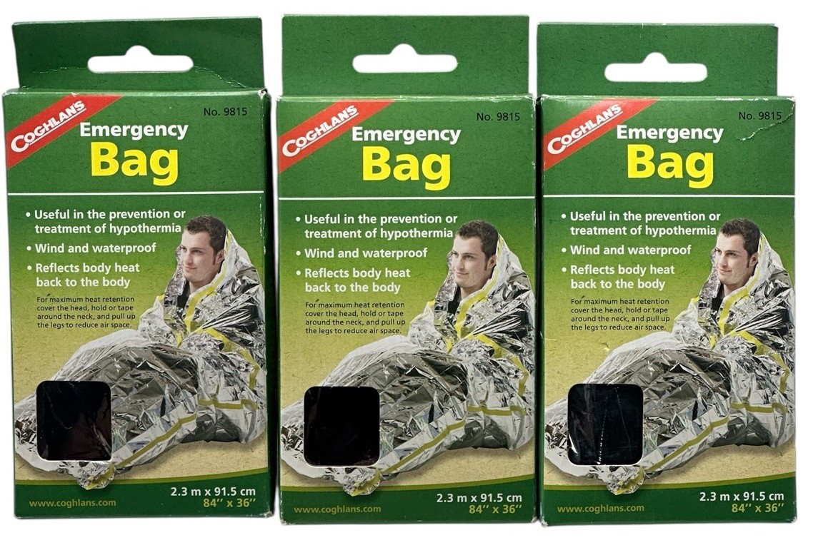 3 Pack Coghlan’s Emergency Bag Survival Bag Camping 9815 New in Box 84”x36”