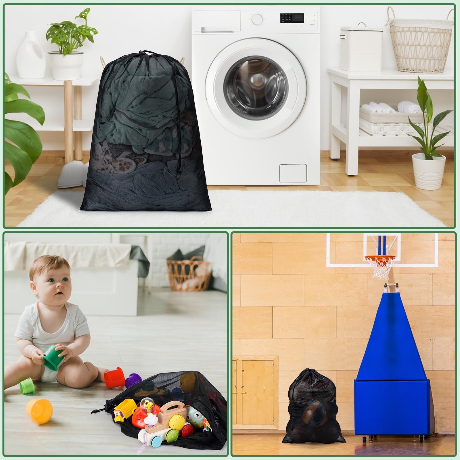 Aegero 2 Pack Mesh XL Laundry Bags,Machine 24″x36″ | 2 Pack, Black+Black