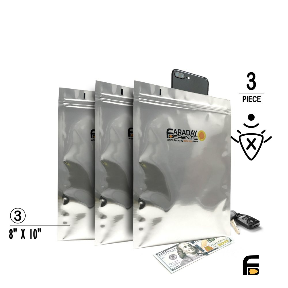 Faraday 3 PC Tablet NEST-Z 7.0 Mil Bags 5-Layer EMP Bags 8″ x 10″