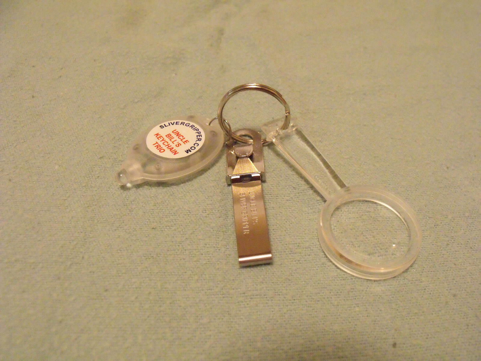 Uncle Bill’s Sliver Gripper TWEEZER, EDC Keychain KIT: Light & 5X Mag. Glass