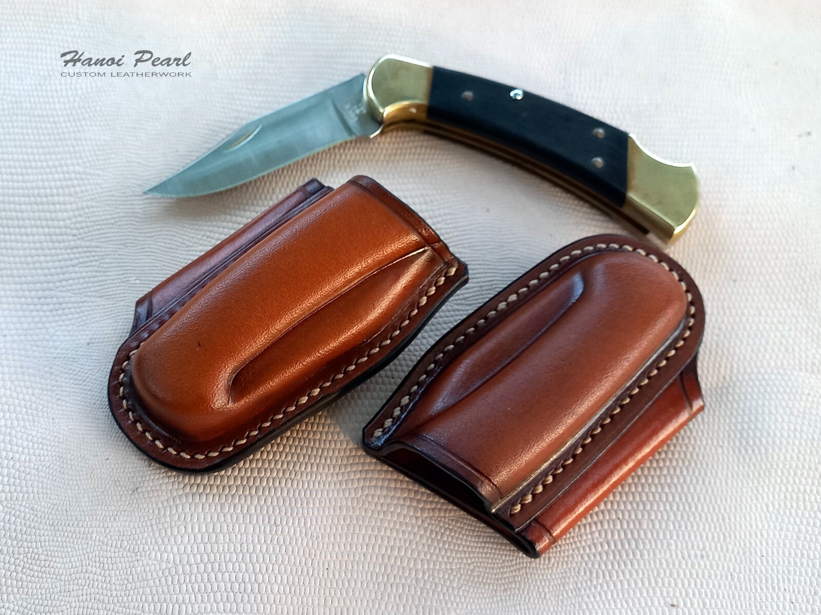 Buck 112 Ranger Sheath | Custom Horizontal Leather Sheath | Left Handed Sheath