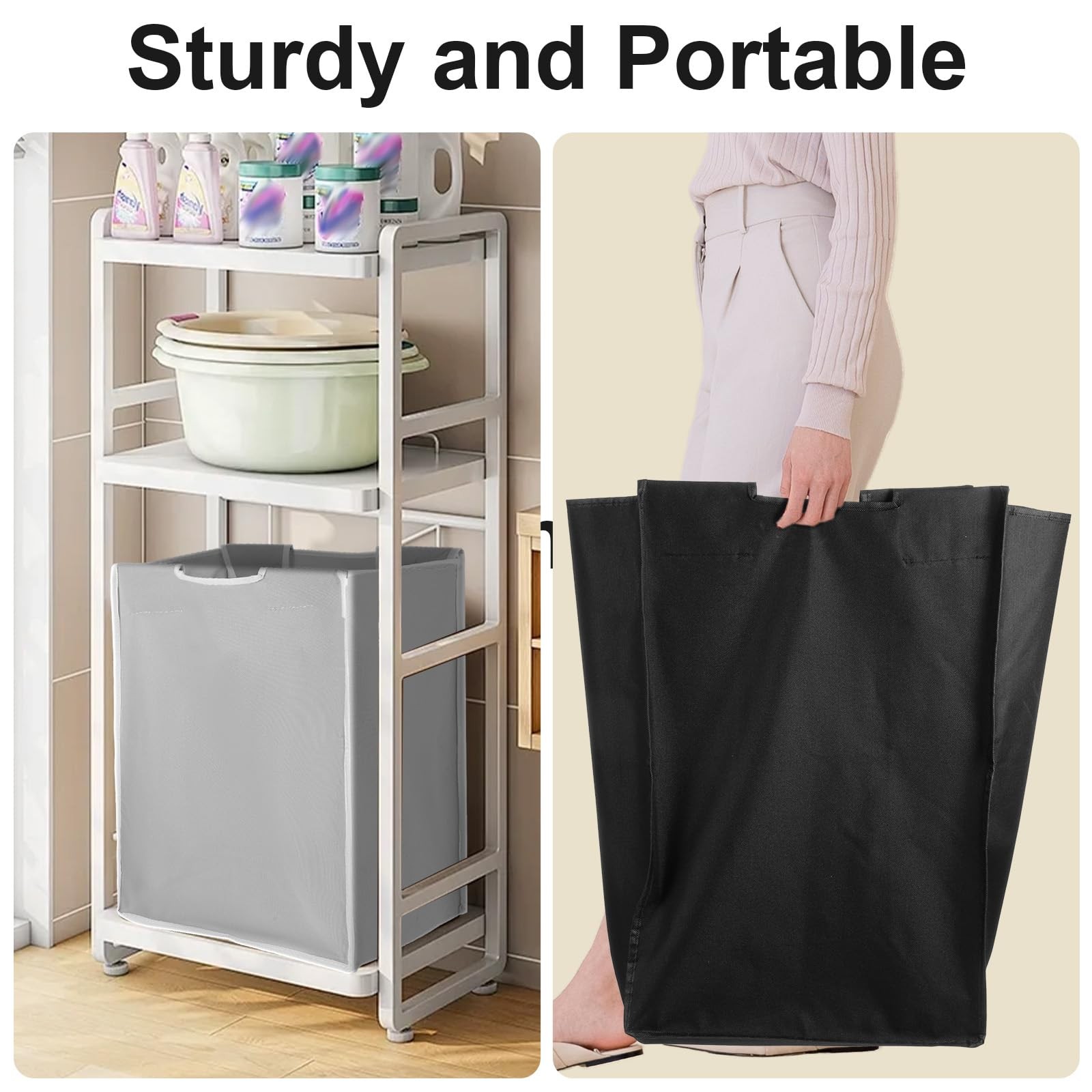 4 pcs Laundry Sorter Replacement 14.76″ x 8.66″ x 21.65″, beige, gray, black