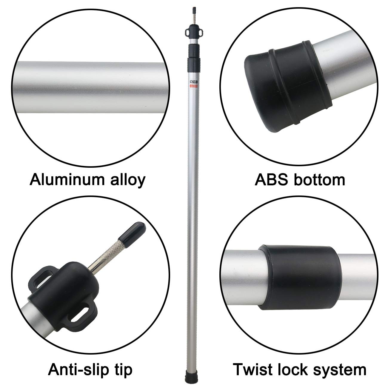 Sunnyglade 2 Pcs Adjustable Tarp Poles, Silver 43.5 inches x [width],