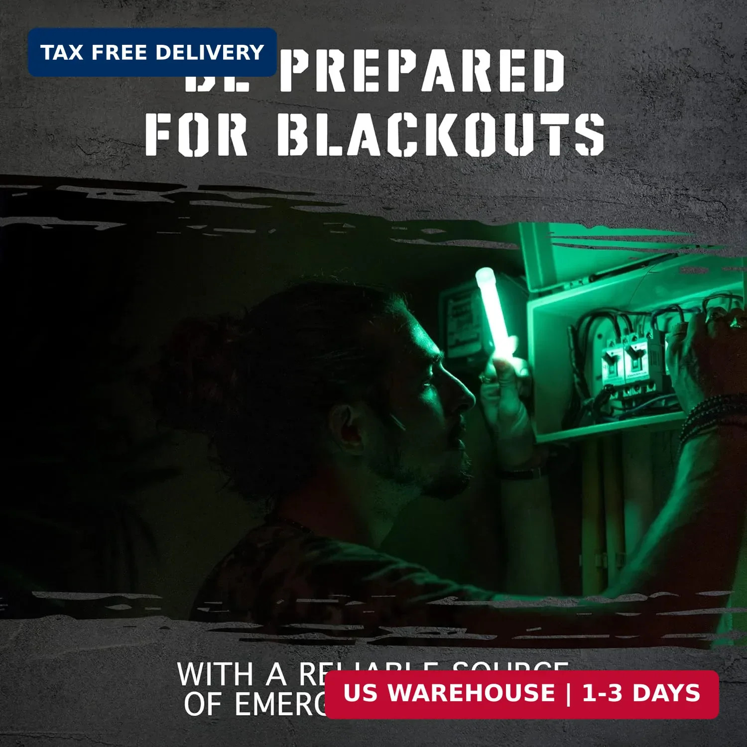 Emergency Glow Sticks with 12 Hours Duration, Individually Wrapped Industrial Gr