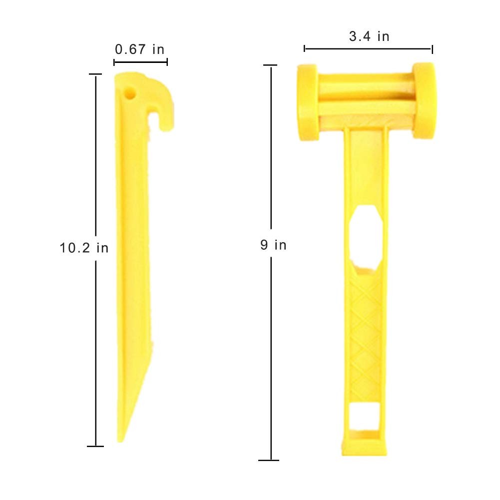AITIME 30 Pcs 9 Inch Plastic Tent Stakes with 1 23cm, Yellow-30pcs&Hammer