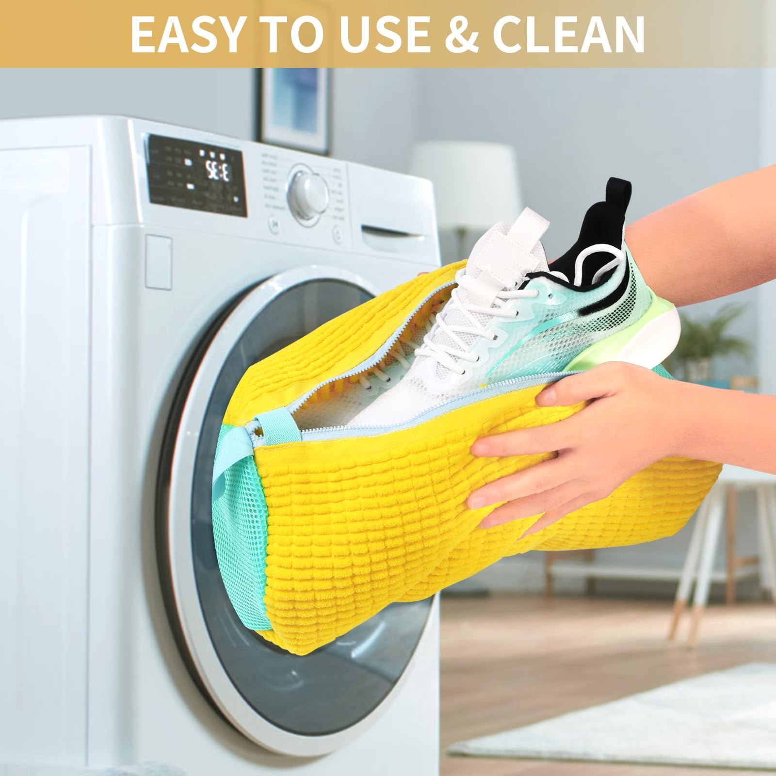 Xan Concept 2Pcs Shoe Washing Machine Bag,Cleaning Bag for XX-Large, Yellow