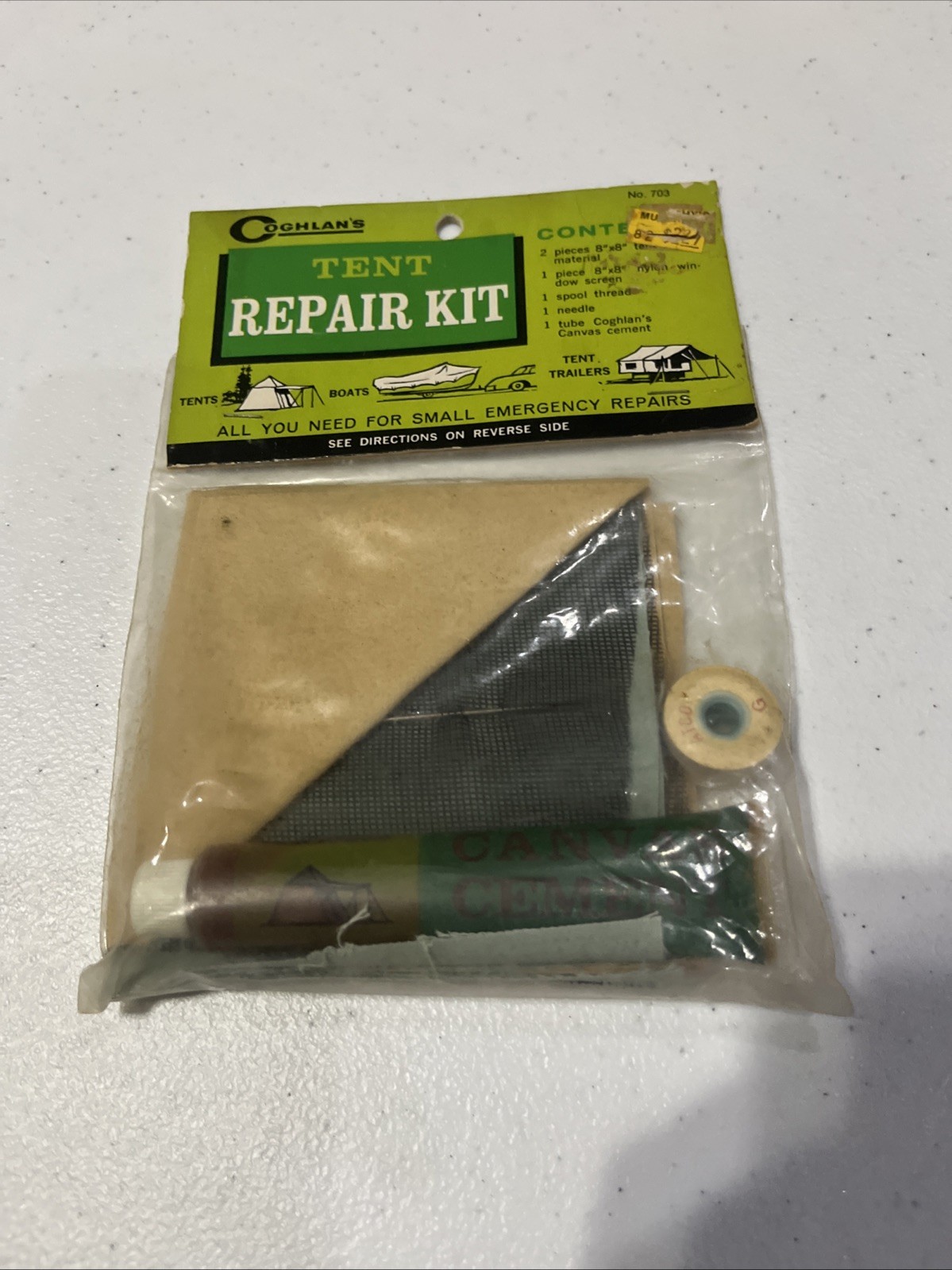 Vintage 1972 Coghlan’s Tents Boats Trailers Repair Kit Damaged New Old Stock
