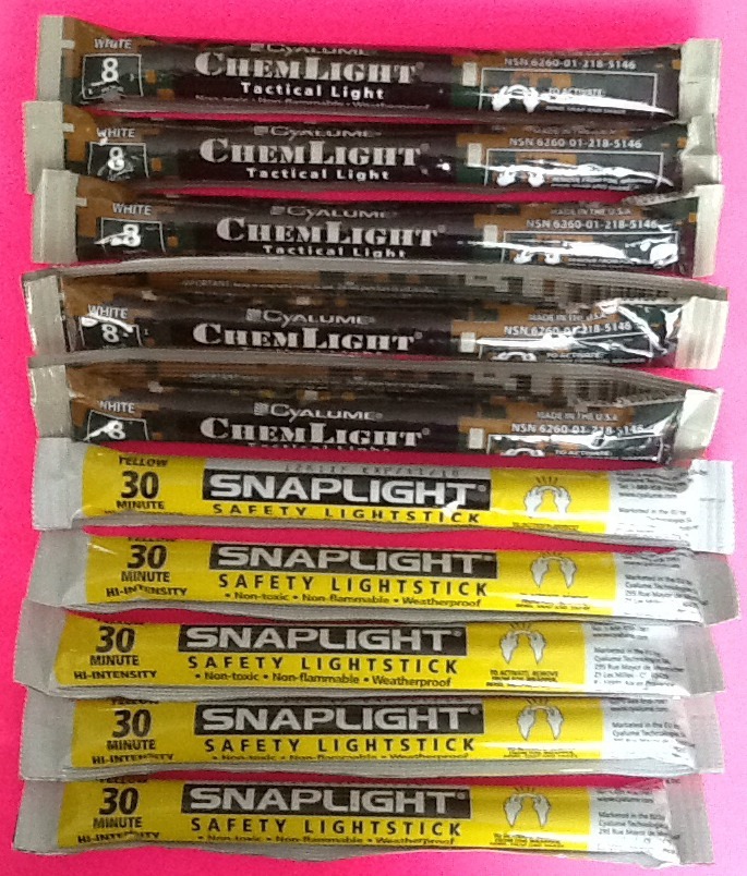 Lot OF 10 White/Yellow Cyalume Tactical Lightstick Prepper Bug Out Survival 2024