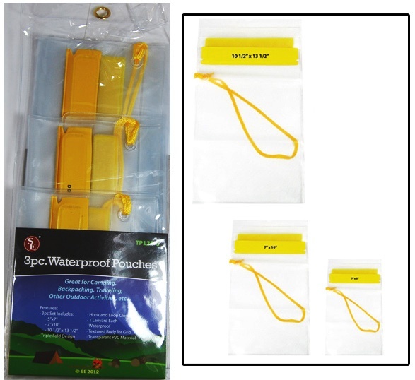 3pc set Waterproof Pouchs for iPhone Valuables Beach Hiking Fishing Boating