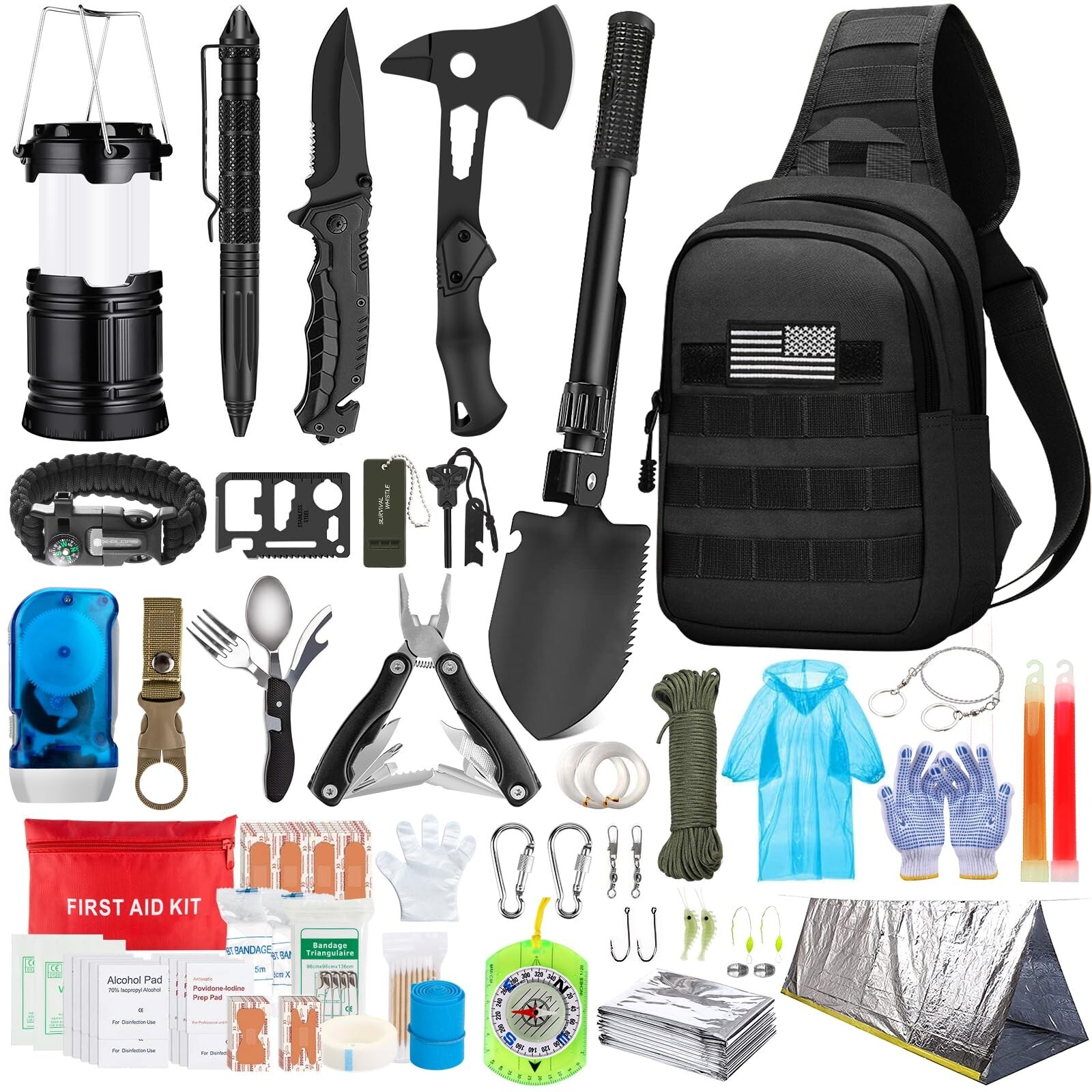 Emergency Survival Kit, 151 Pcs Survival Gear First Aid Kit, Outdoor Trauma B…