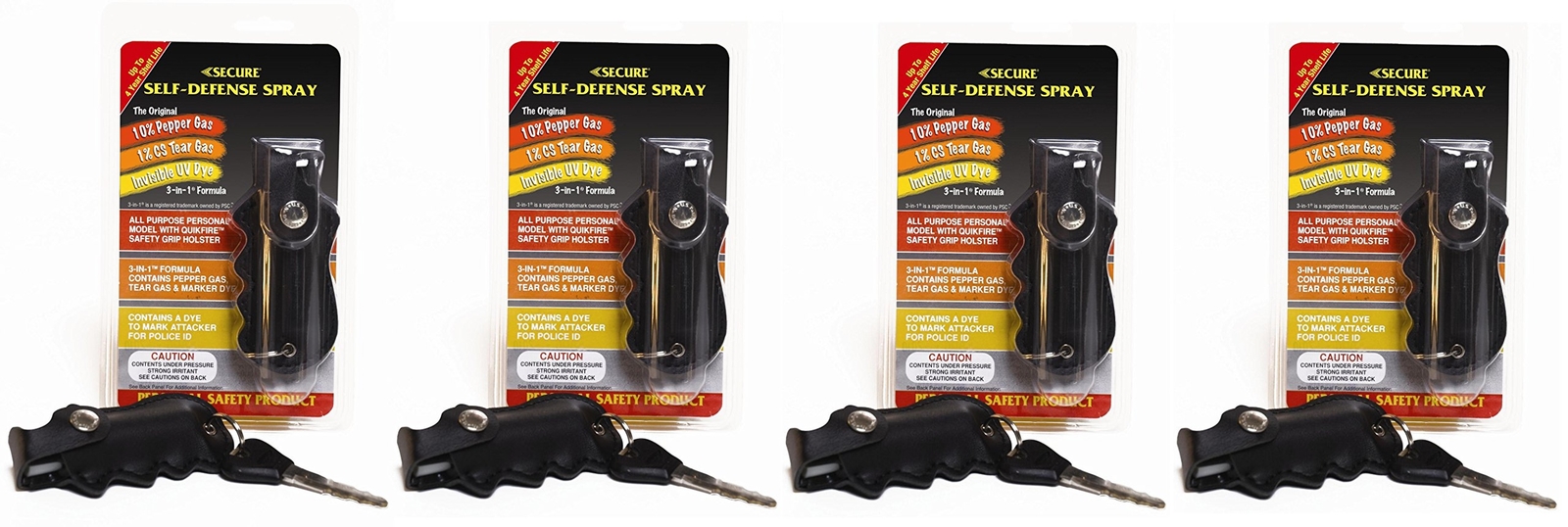 Pepper Defense 4-PACK 3-in-1 Pepper Spray Max Strength 10% OC 1/2 oz.