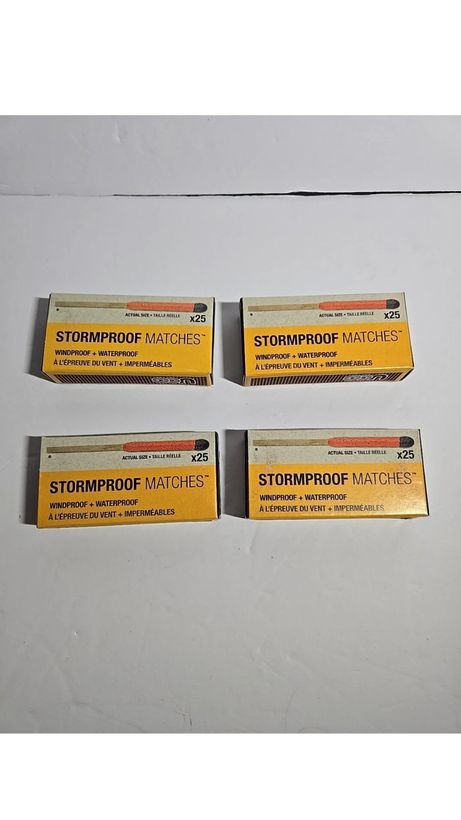 UCO Stormproof Matches 4 Pack 100 Ct. Total 15 Sec Burn Windproof Waterproof
