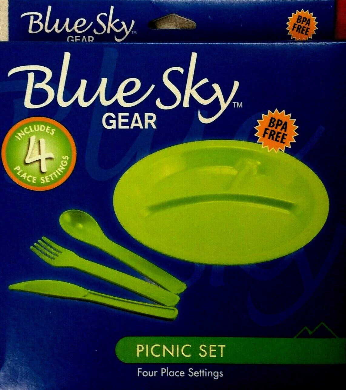 Picnic 4pc plate/utensils emergency camping hiking biking lightweight Green UST