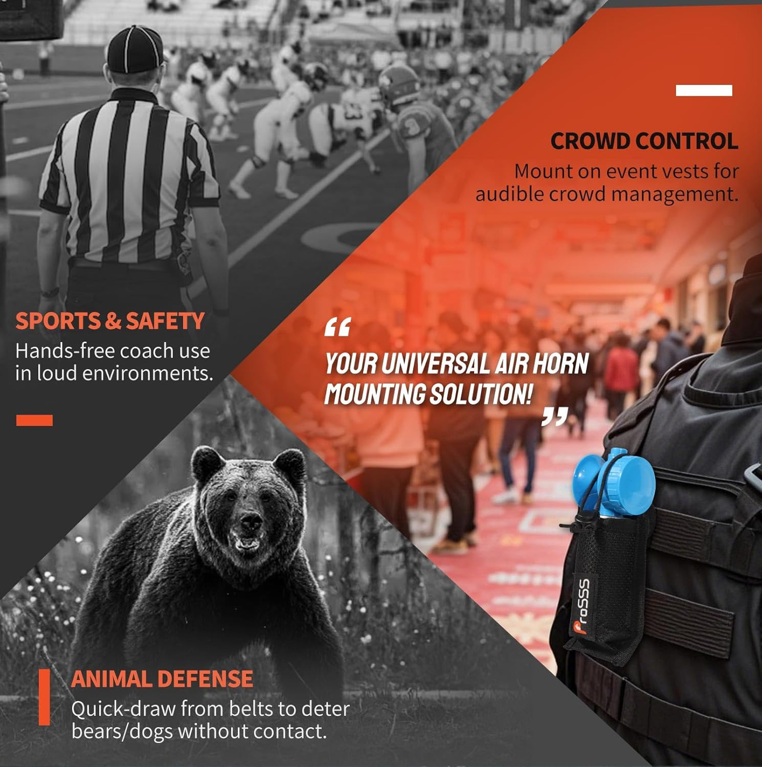 Ultra-Compact Nylon Holder for 1.4Oz Air Horns(Not Include Air Horn)，Bear/Dog-Sa