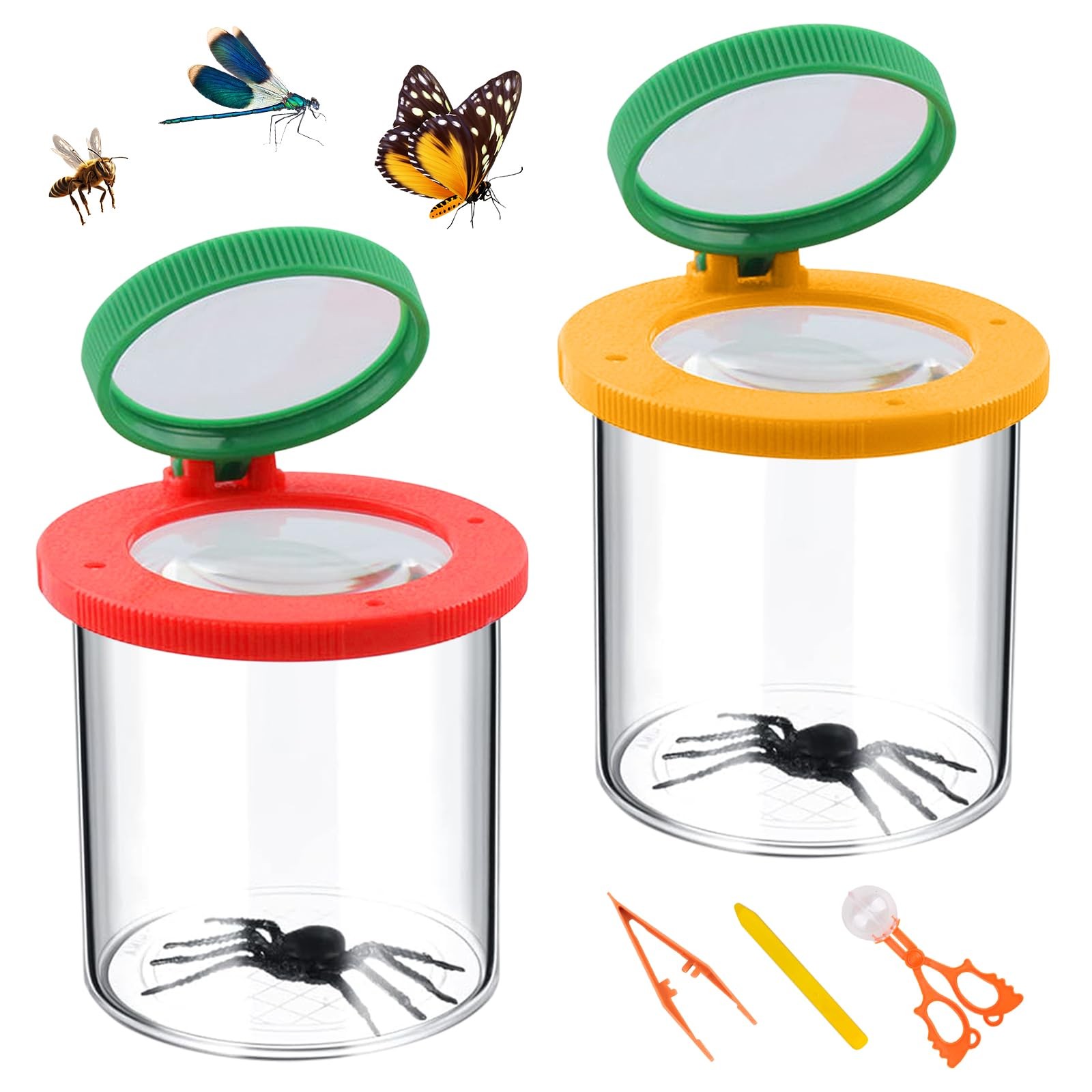 Tumbler Magnifiers for Kids, 2 Pack Magnifying Glass for Kids Insect Viewer for 3Fac…