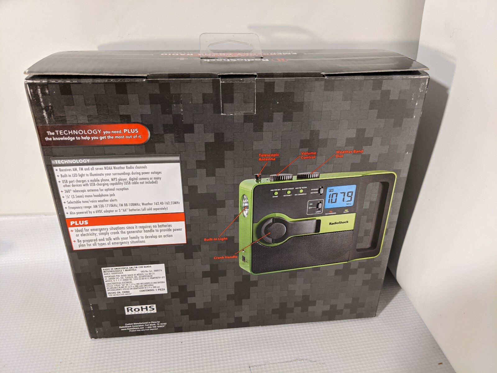 Radio Shack Emergency Crank Radio AM FM Weather Band USB Charging Port – NEW