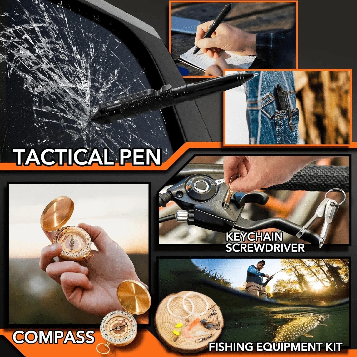 19 In 1 Emergency Survival Kit Tactical Gear Knife Compass Mens Camping Gift
