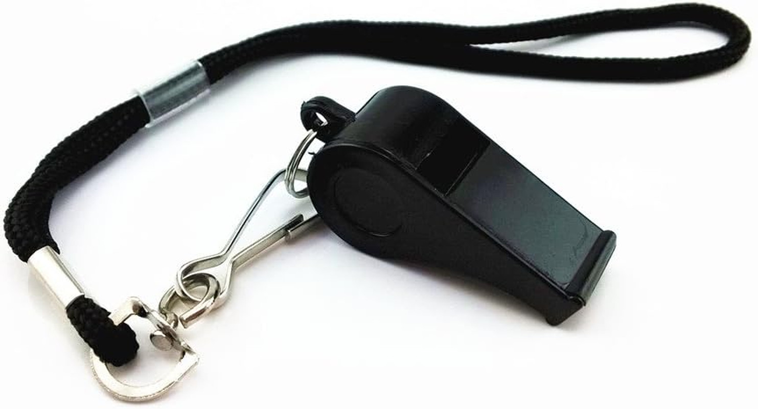 Plastic Coach Whistles with Wrist Strap, Emergency Whistles with Short Lanyard,