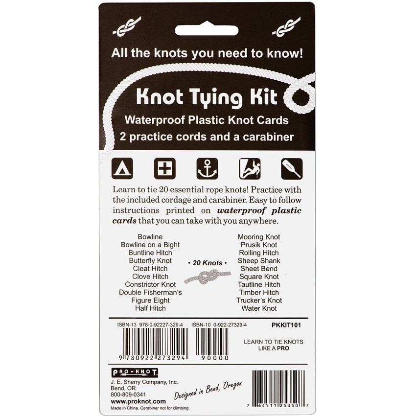 Pro-Knot Knot Tying Kit 20 Essential Rope Knots Instructions Practice KIT101