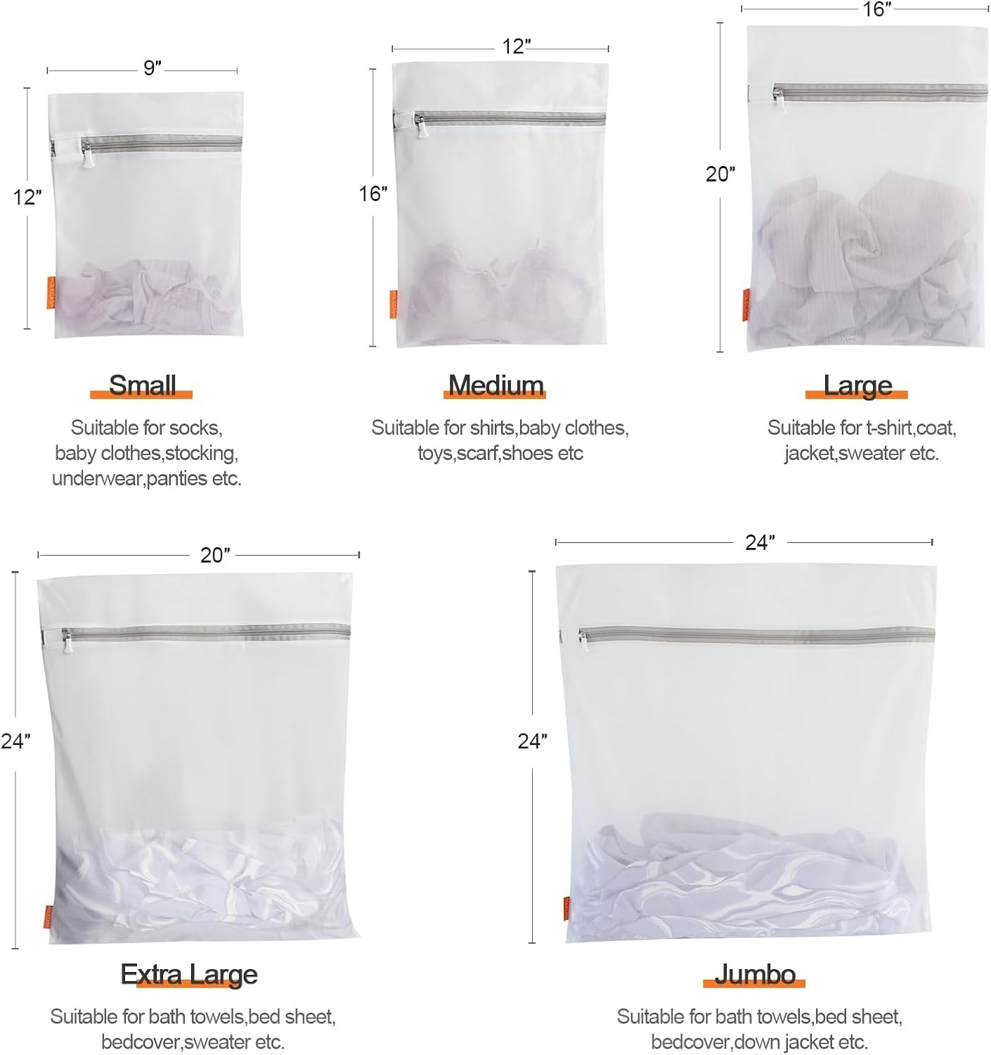 3-Pack Premium Mesh Laundry Bags – Large/Medium/Small with Sturdy Zippers for