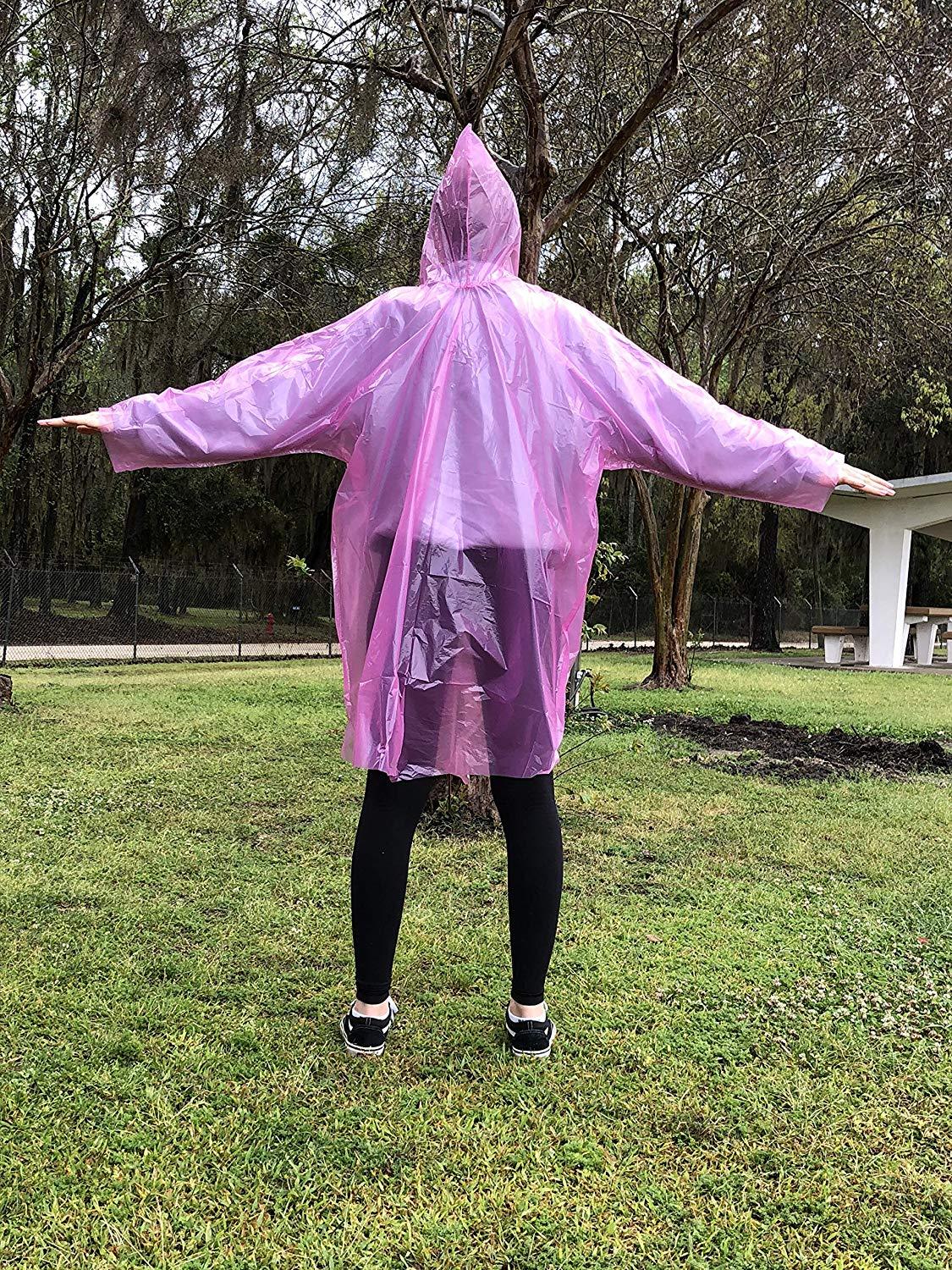 RAIN PONCHOS Survival W/Hood Drawstring FREE Phone Pouch Waterproof EMERGENCY