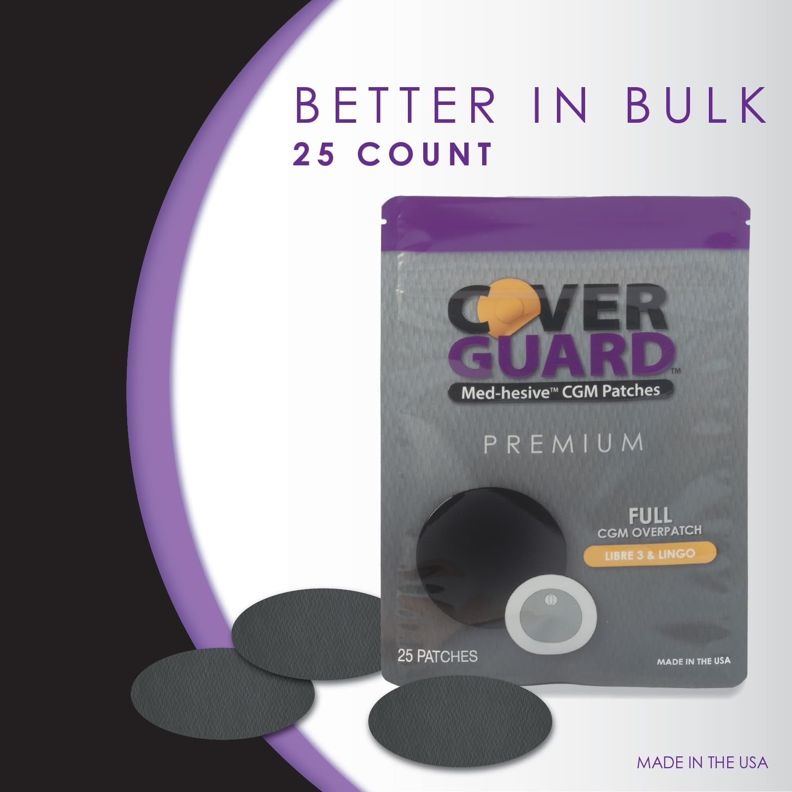 Overpatch for Freestyle Libre 3 | 25-Count Waterproof Adhesive | Full Coverage,