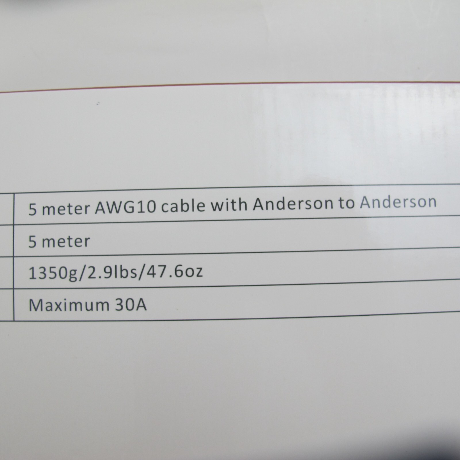 Off Grid Trek 5M (16ft) Anderson Cable 10G Flexible 30 Amp SMH Extension Solar