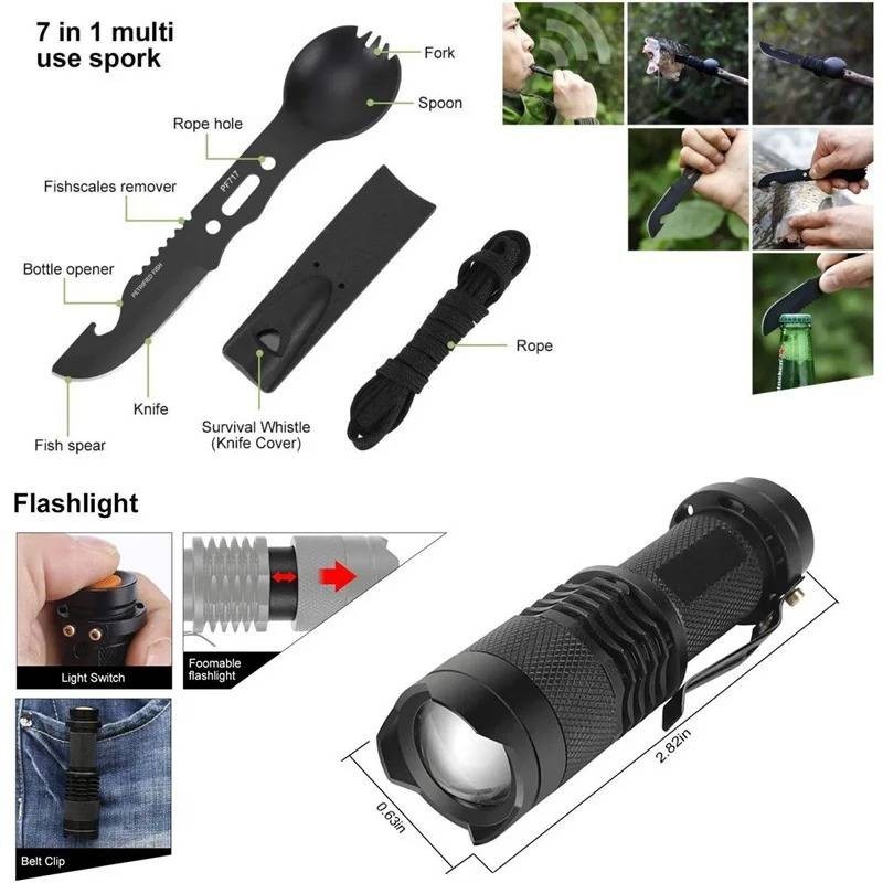 12In 1 Multifunctinal Emergency Equipment Outdoor Survival Kit Travel Camping