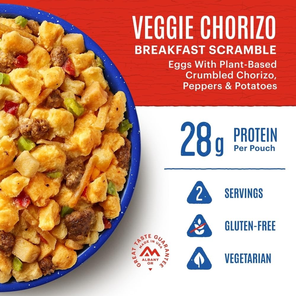 Mountain House Veggie Chorizo Breakfast Scramble | 6 Pouches, Blue