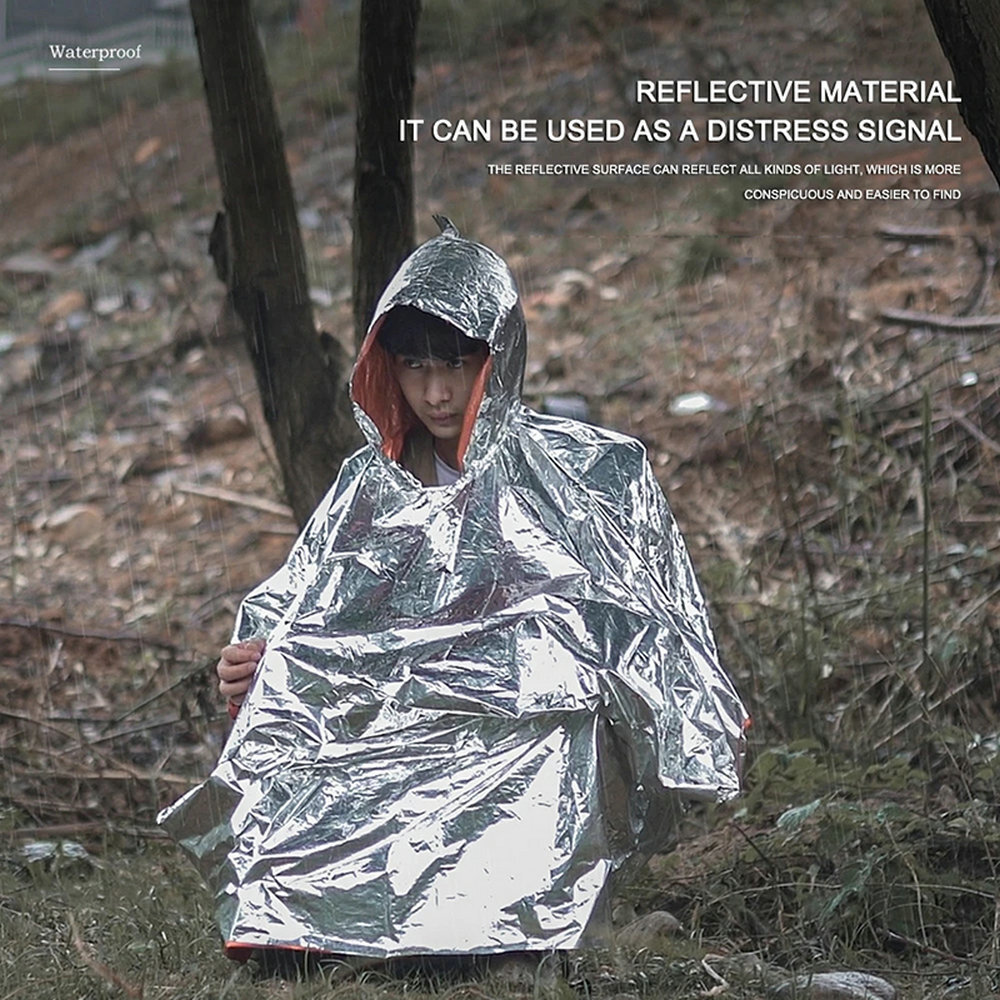 Green Polyethylene Wet Weather Rain Poncho Military Style Tarp Shelter Bivy Tent