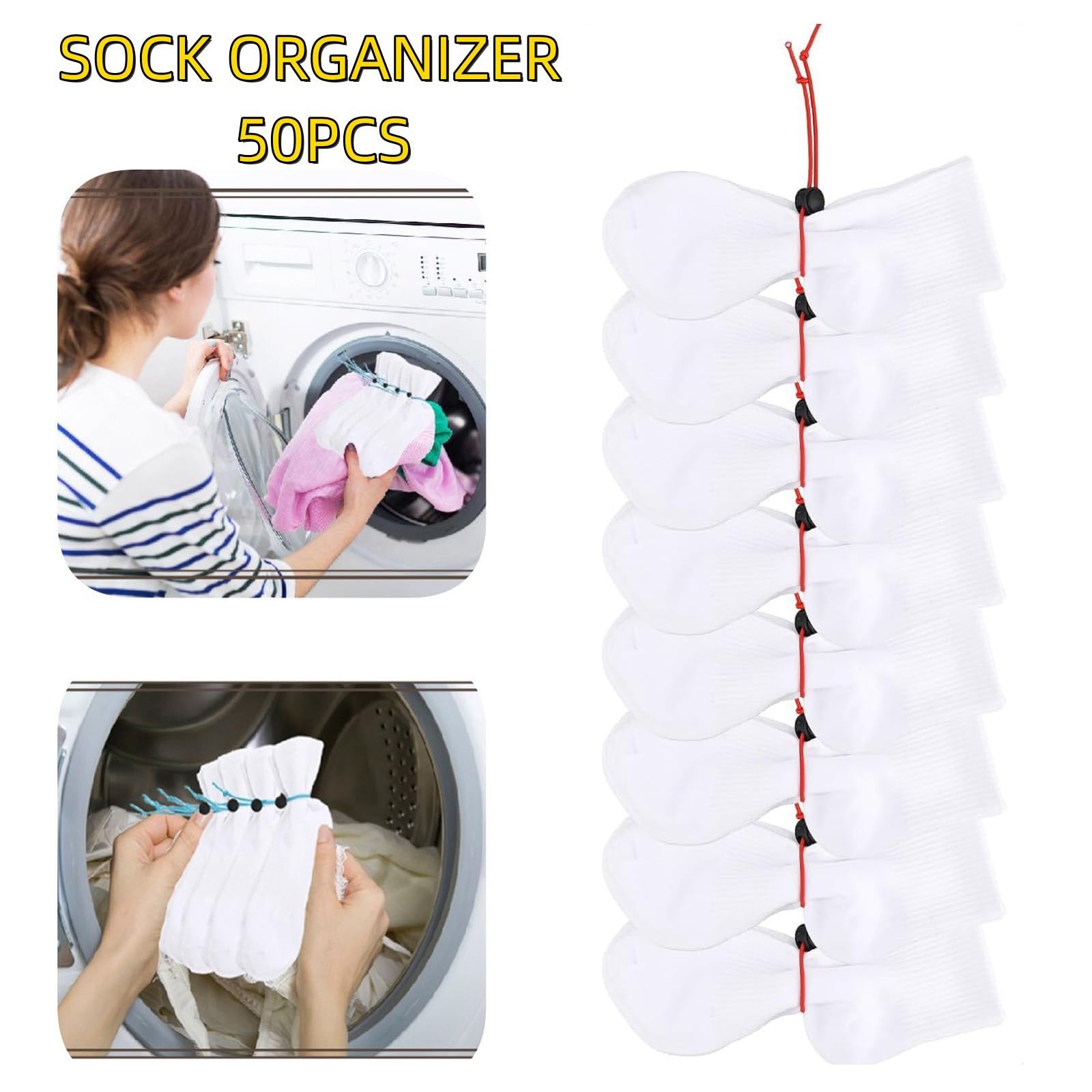 Awsxuoor 50Pcs Sock Clips – Amazing Laundry Black,green,red,yellw,blue