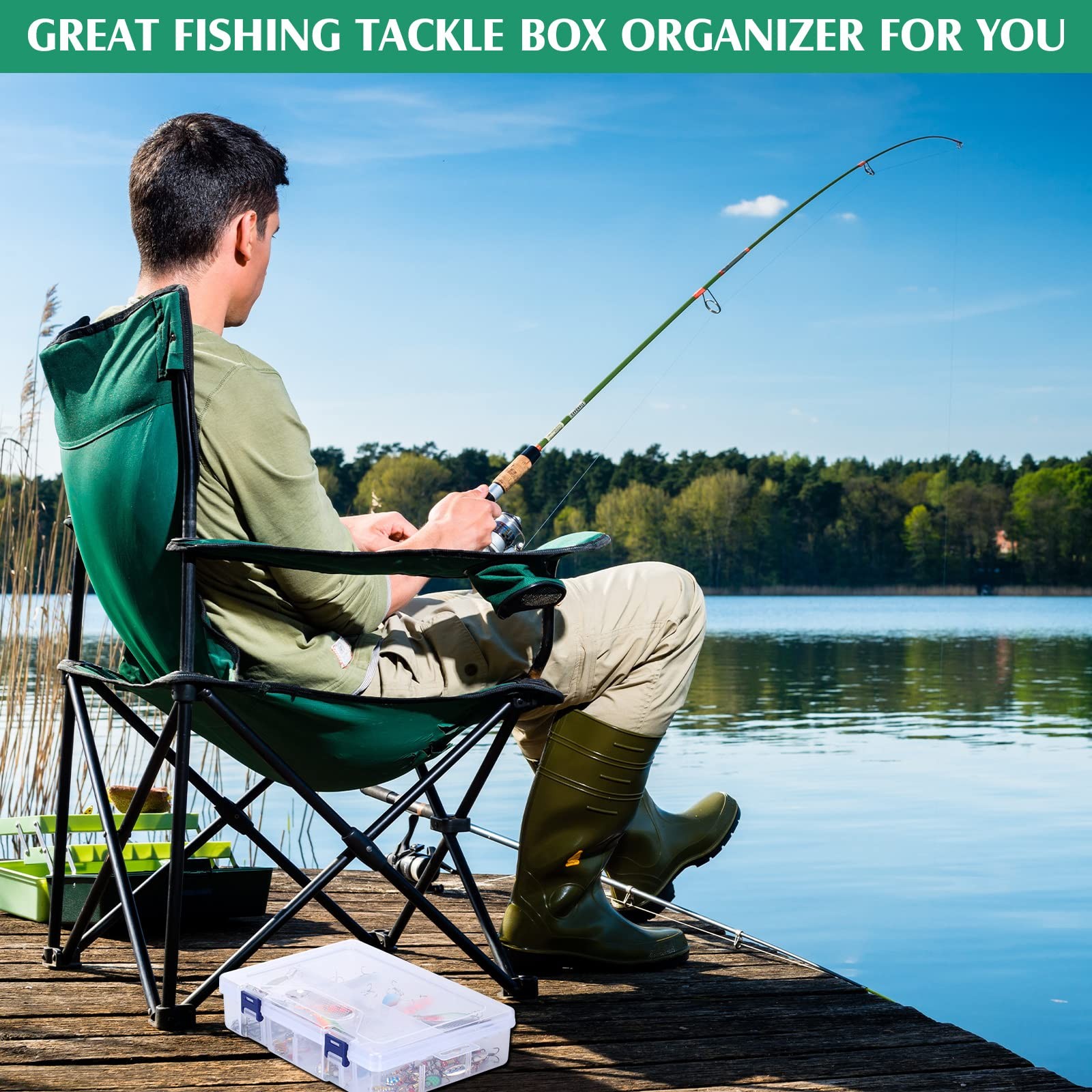 Honoson 6 Pack Fishing Tackle Box Organizer Storage 9 x 6 x 2.3 inches, Clear