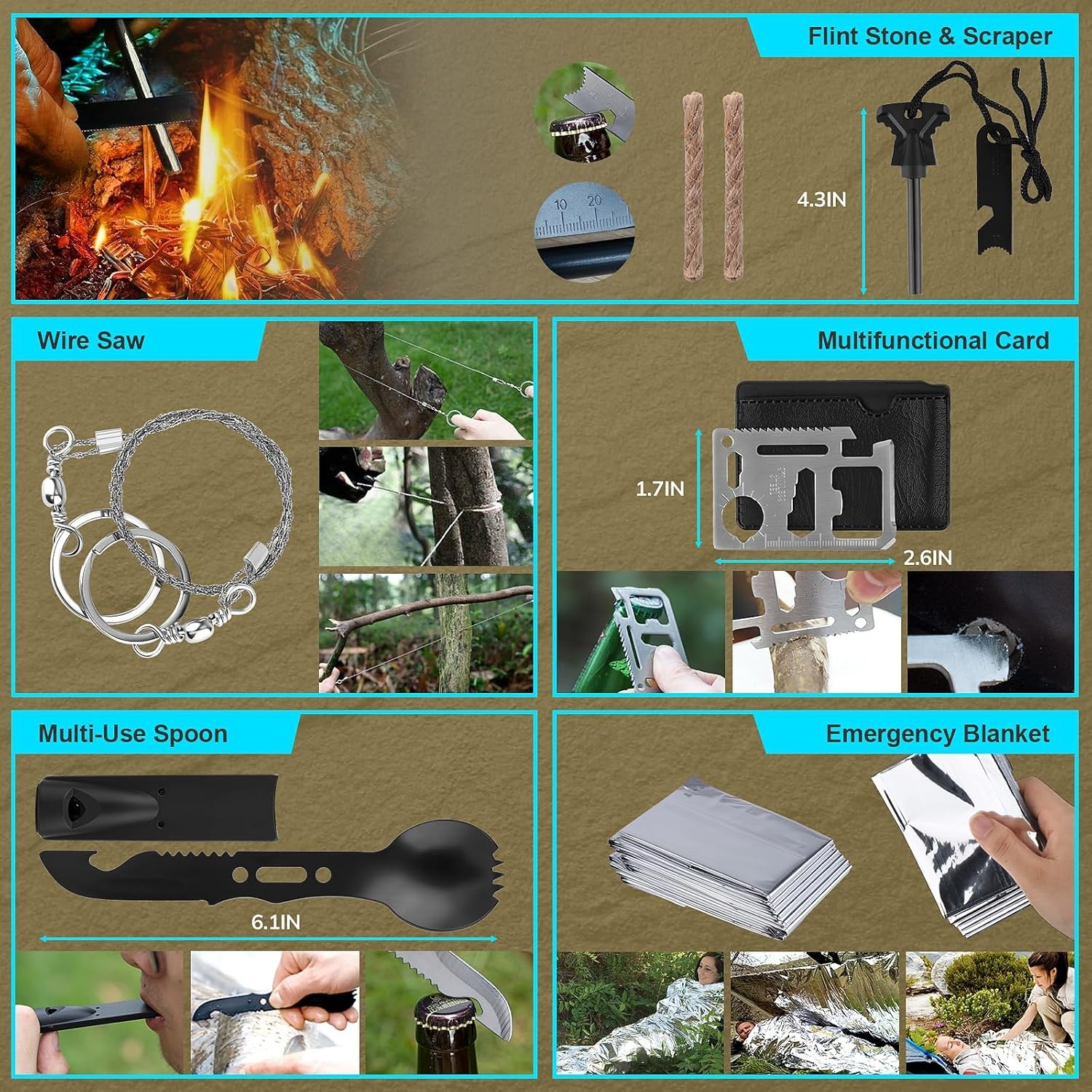 251 Pc Survival Kit First Aid Gear with Bag
