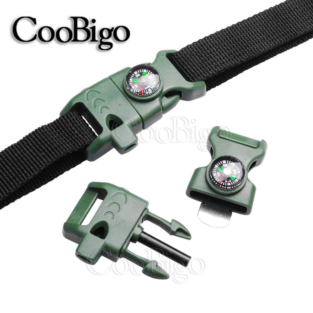 Paracord Buckles 5 Pack Survival Clips Whistle Compass Fire Starter