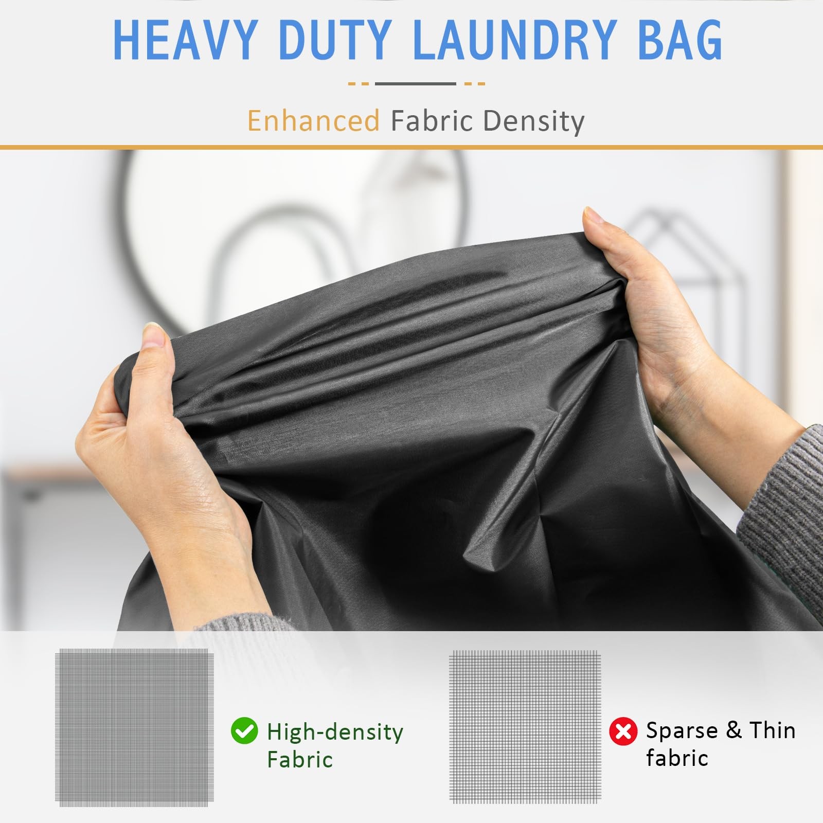Isink Extra Large Large, Laundry Bag With Handles (Black)