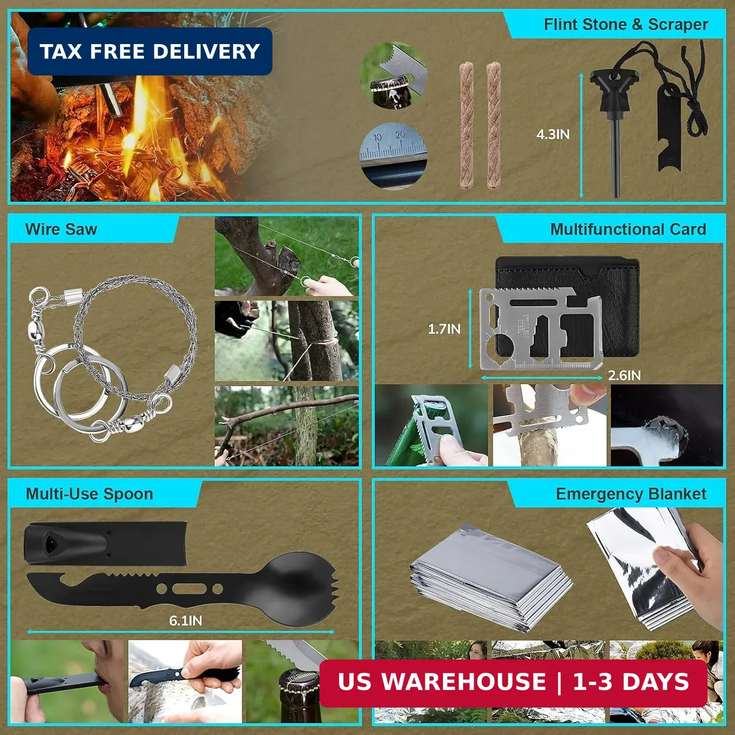 Survival Kit, Gifts for Fathers Day Men, Women, 251pcs Emergency Survival Gear a