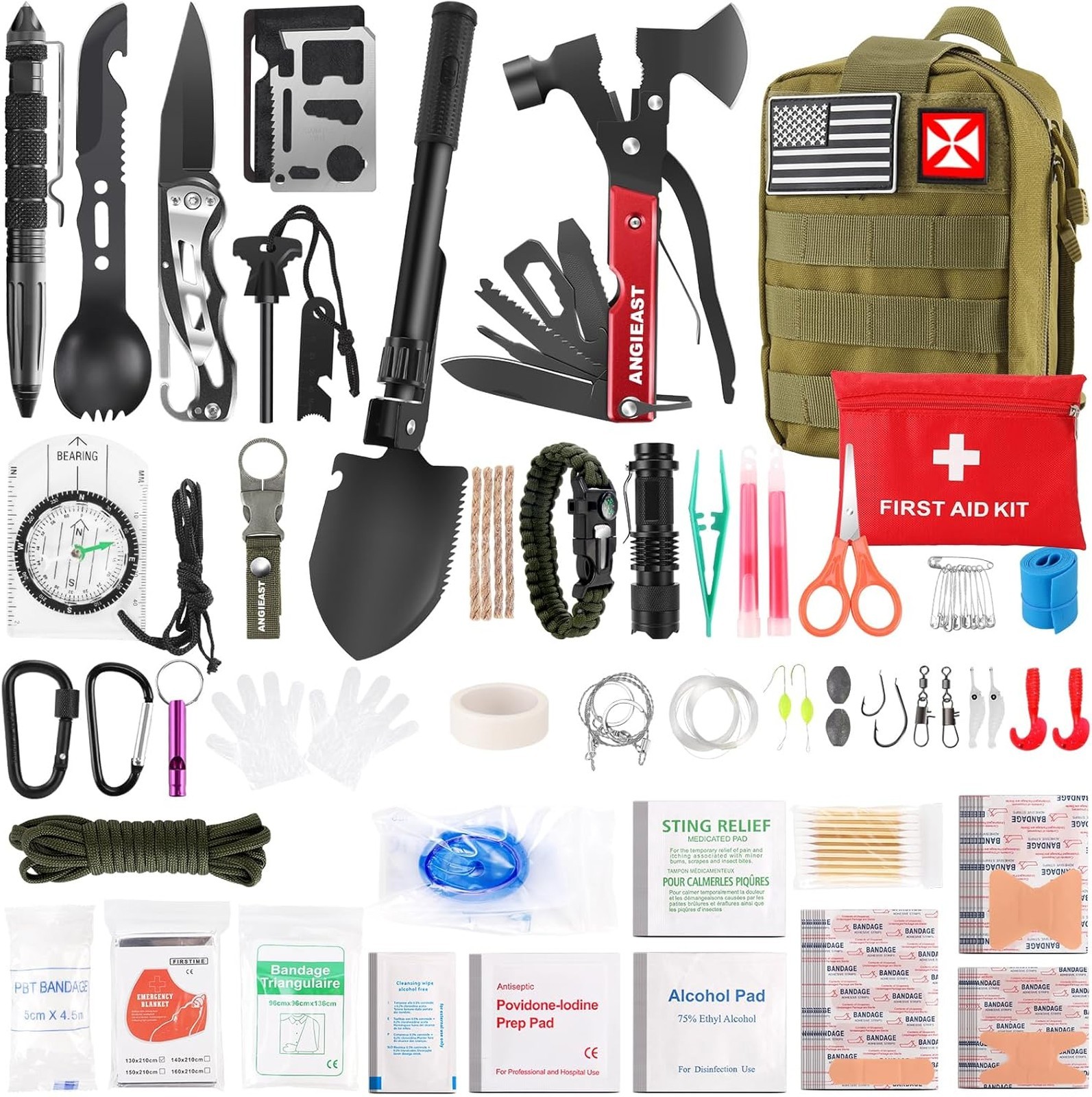 Survival First Aid Kit 256 Pieces Emergency Medical Gear for Outdoor Camping