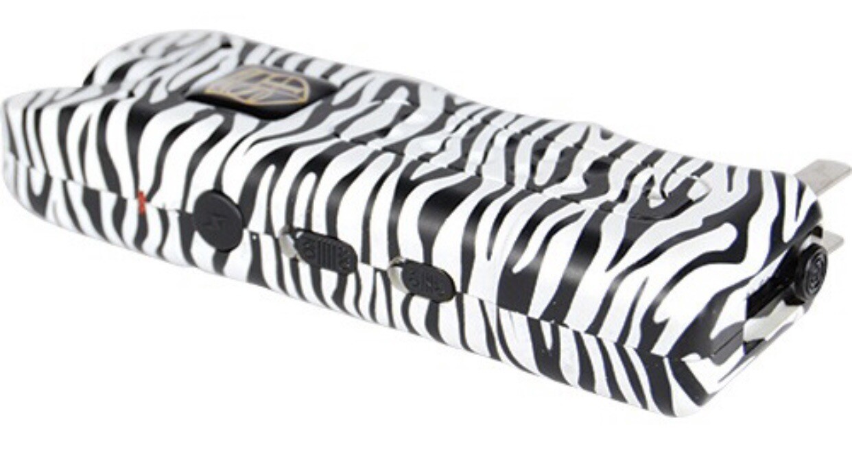 POLICE ZEBRA Rechargeable LED Stun Gun + Case PERSONAL ALARM WOMEN Self Defense