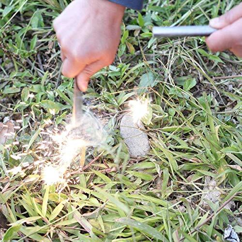 4″ Survival Ferrocerium Drilled Flint Fire Starter, Ferro Rod Kit with Striker